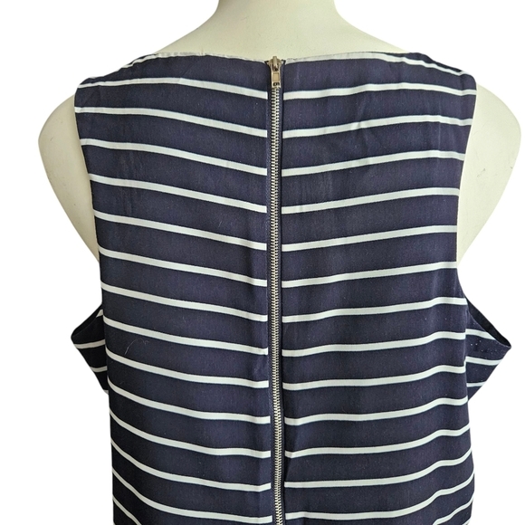 Olive & Oak Navy Vertical/Horizontal Stripe Shift Dress Size 12 - Picture 3 of 9